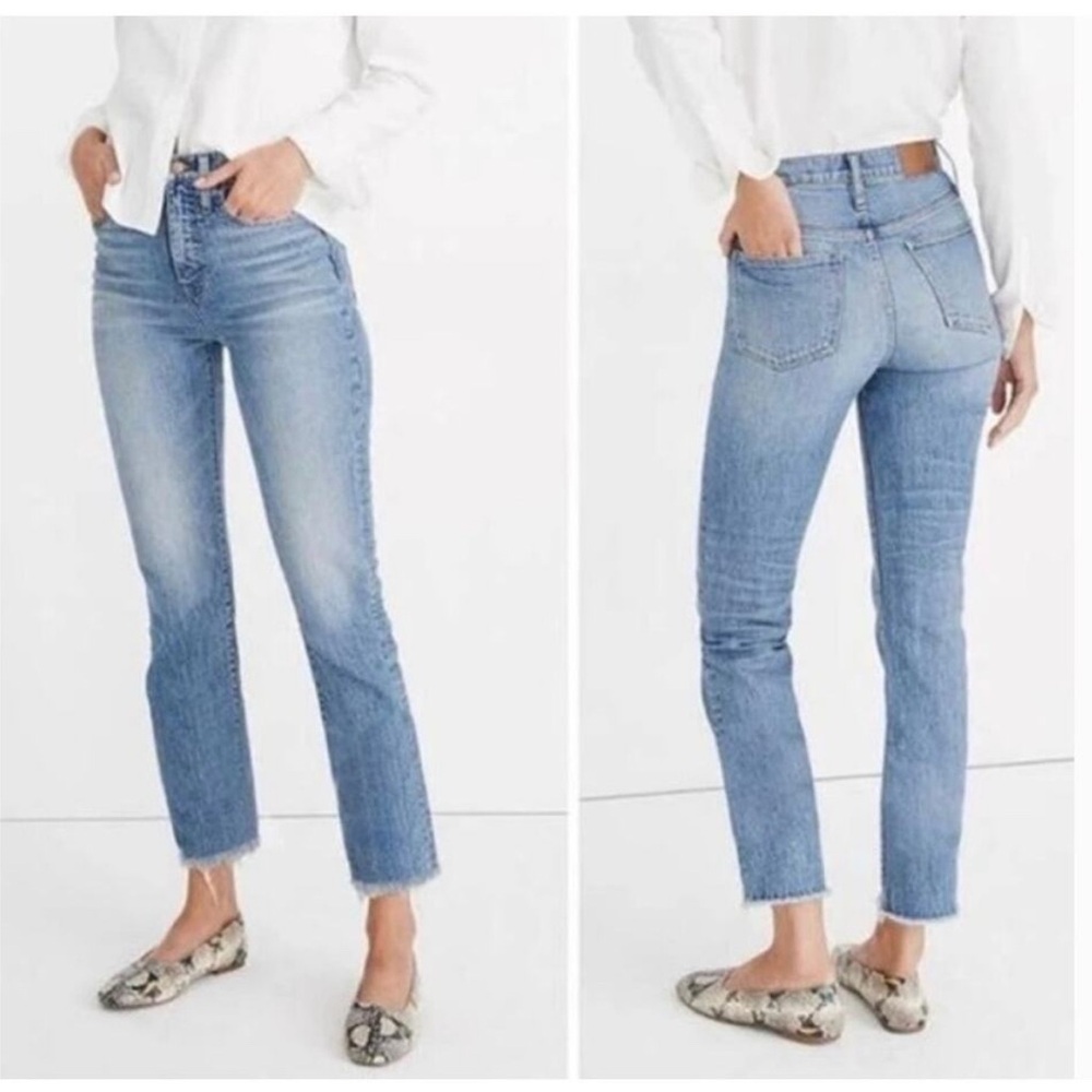 Madewell The Perfect Vintage Jeans in Light Wash Raw Fray Hem Size 27